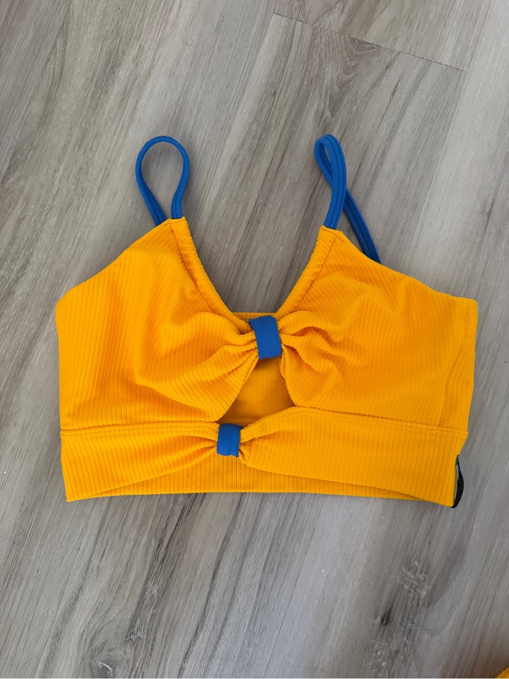 Tiger Friday dance Top with Blue Straps and Knot Detail